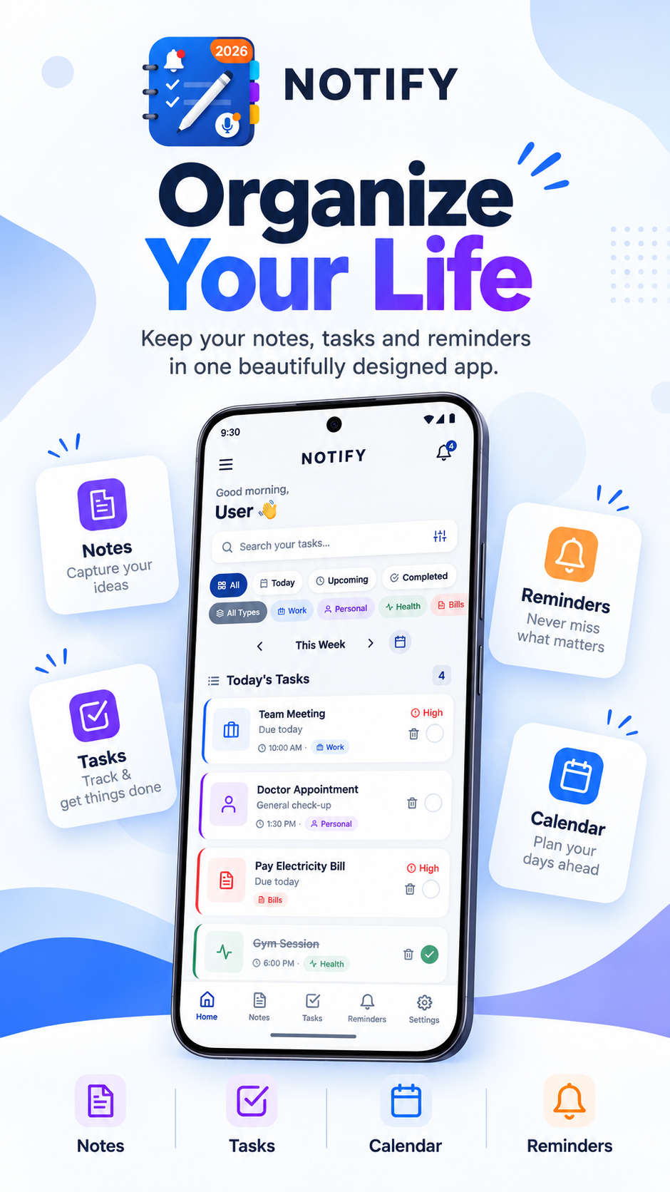 Notia: Notes, Tasks & Reminders Screenshot 1