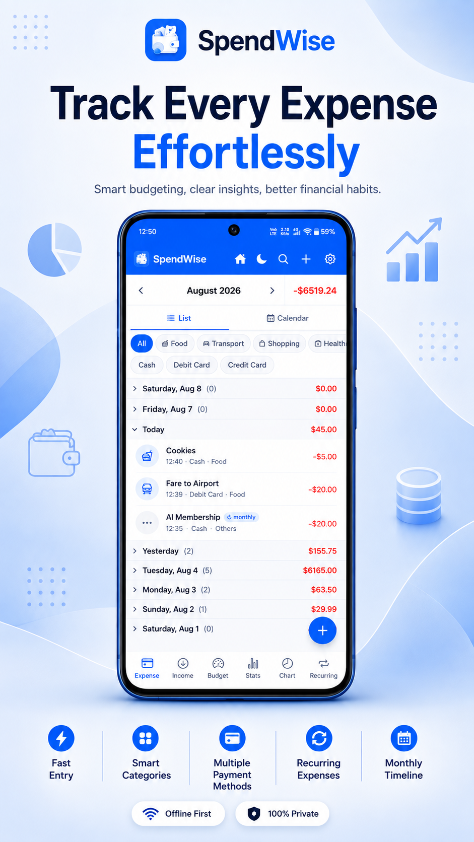 SpendWise: Expense & Budget Screenshot 1